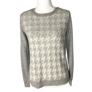 Pure Collection 100% Cashmere Geometric Gray Sweater Size 4‎ Crew Neck